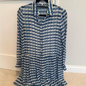 Opening Ceremony Blue and White Midi Dress